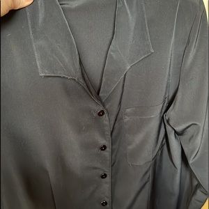Padded shoulders, black vintage blouse